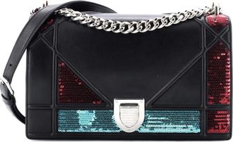 Dior Diorama Flap Bag Sequin Embellished Lambskin Medium crossbody bag - Zwart