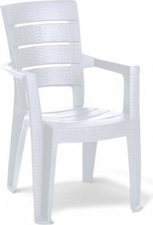 No Brand 10 Sedie con braccioli impilabile effetto rattan in resina bianca da esterno 56x44xH89 cm