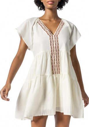 Lilla P Womens Flutter Sleeve Tiered Dress In Ecru