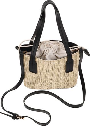 SOLUSTRE Woven Crossbody Purse Adjustable Shoulder Strap Women Beach Bag Multipurpose Handwoven Bucket Handbag for Outing Shopping Daily Use