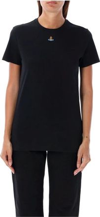 Vivienne Westwood Zwart T-shirt met Orb Embleem - Dames - T-shirts - Zwart - M - Katoen - Tops