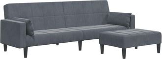 vidaXL Vidaxl - Sof&aacute; Cama De 2 Plazas Con Taburete Terciopelo Gris Oscuro