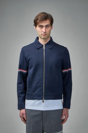 Thom Browne Jersey Stitch Loop Back Bonded Zip Up Jacket