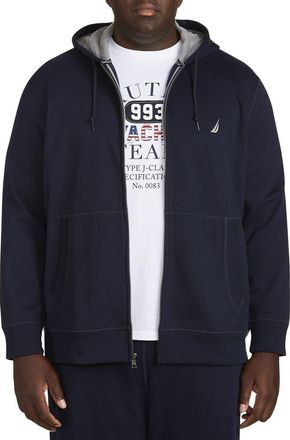 Nautica Big & Tall Full-Zip Fleece Hoodie in True Navy at Nordstrom, Size 3X Big