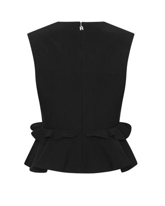 Rotate Womens Sleeveless V-Neck Peplum Top Black Shell: Polyester Tops