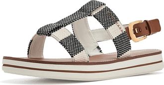 Cole Haan Pinch Long-weekender Sandals Womens Sandals Black & Natural Stripe Canvas/British Tan Leather : 10.5 B - Medium