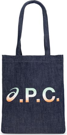 A.P.C. Blue Lou Gradient Logo Cotton Tote Bag