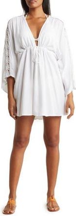 Boho Me Lace Trim Cover-Up Tunic Top in White at Nordstrom Rack, Size X-Large