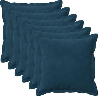 vidaXL Funda De Almohada 6 Pcs Houten Azul 30 X 30 Cm Terciopelo Vidaxl