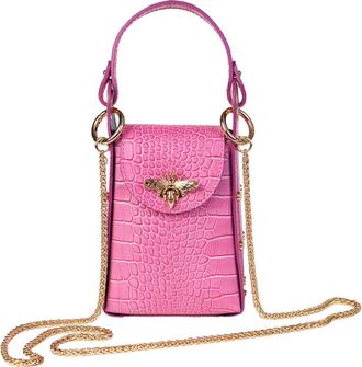 Persaman New York Anette Croc-Embossed Leather Crossbody Bag in Fuchsia at Nordstrom Rack