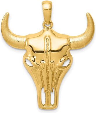 Diamond2Deal 14k Yellow Gold Steer Skull Pendant