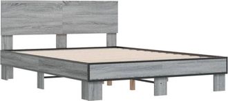 vidaXL Bed Frame without Mattress Grey Sonoma 140x190 cm Vidaxl
