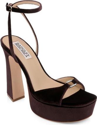 Badgley Mischka Romina Ankle Strap Platform Sandal in Dark Brown at Nordstrom, Size 8.5