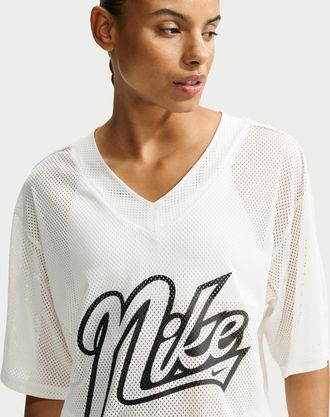 Nike Womens One Dri-FIT Oversized Short-Sleeve Top in White | IV4916-133