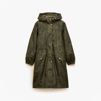 Joules Womens Holkham Waterproof Packable Raincoat With Hood Green - Size 8 UK
