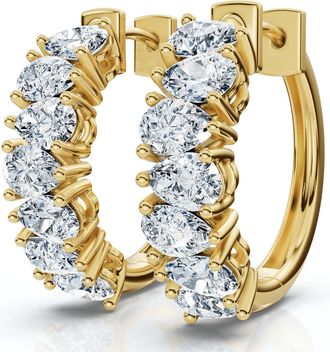 Pompeii3 2 - 6 Ct Pear Shape Diamond Hoops 14k Gold Lab Grown Womens Earrings