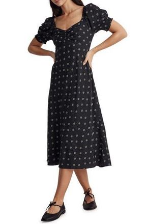 Madewell Sweetheart Puff Sleeve Midi Dress in Antique Cream at Nordstrom Rack, Size 4