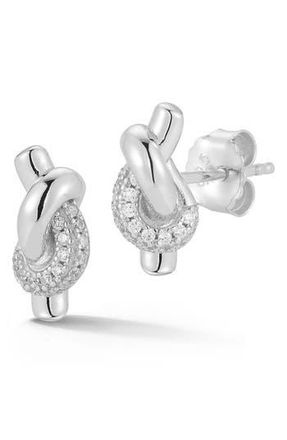 Glaze Jewelry Love Knot Pav&egrave; Stud Earrings in Silver at Nordstrom Rack