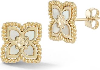 Ember Fine Jewelry 14K Gold Mother-of-Pearl Clover Stud Earrings at Nordstrom Rack