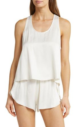 Lunya Racerback Washable Silk Short Pajamas in Tranquil White at Nordstrom, Size X-Small