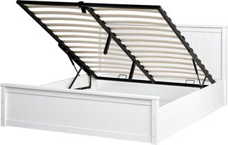 Beliani Ottoman Bed Pine Wood LAMBRES 160 x 200 cm (EU King Size) White