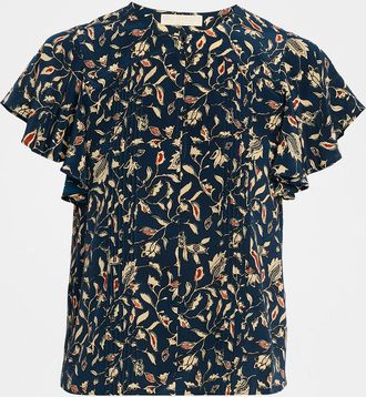 Ulla Johnson Adoni Flutter-Sleeve Batik Silk Top