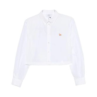 Maison Kitsun&eacute; Shirts, female, White, Size: XS Baby Fox Cropped Shirt
