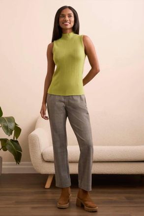 Tribal Tabitha Textured Sleeveless Mock Neck Top In Wasabi