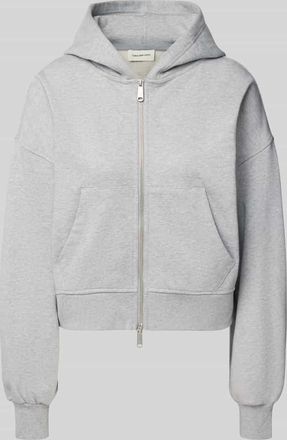 Calvin Klein Jeans Oversized Sweatjacke mit Kapuze in Hellgrau Melange, Größe XL