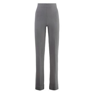 Malo Wide Trousers, female, Gray, XS, Ribbed ankle cuffs wool trousers