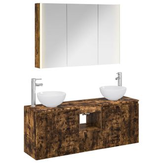 vidaXL Juego De Muebles De Ba&ntilde;o 4 Uds. Roble Ahumado Vidaxl