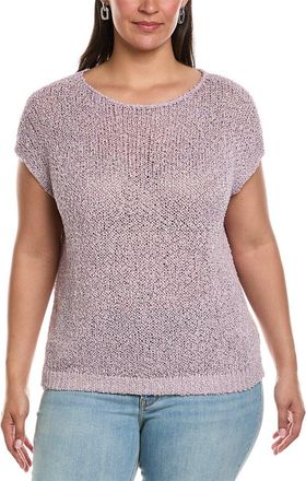 Lafayette 148 New York Plus Open Stitch Bateau Neck Silk-Blend Sweater