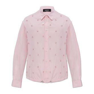 Dsquared2 Casual Shirts, male, Pink, Size: 2XL Embroidered Drawstring Shirt