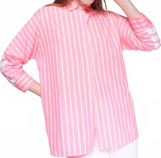 Vilagallo Louisa Neon Shirt In Pink/white