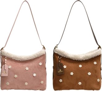 Generic Cymwer Furry Shoulder Bag PU Lamb Fleece Bags Tote Bag for Women (Brown)