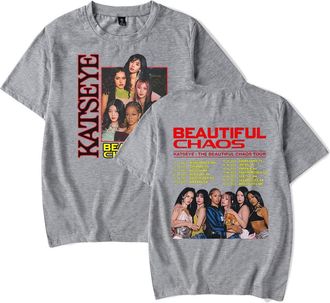 Generic KATSEYE 2025 The Beautiful Chaos Tour Merch T-Shirt - Unisex EYEKONS Short Sleeve Fan Support Tee Concert Apparel for Fans (Grey,M)
