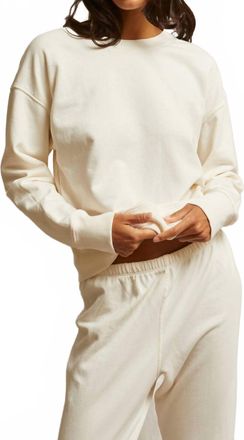 perfectwhitetee Tyler French Terry Pullover Sweatshirt In Bright Ivory