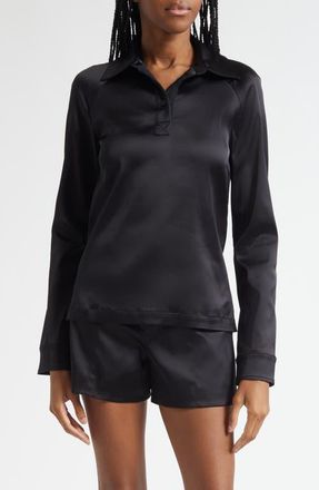 J.W.Anderson Long Sleeve Polo Top in 999 Black at Nordstrom, Size 2 Us