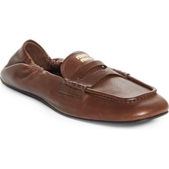 Miu Miu Ruches Leather Loafer in Radica at Nordstrom, Size 10.5Us