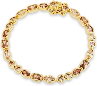 Savvy Cie Jewels 14K GOLD PLATED OVER BRASS MULTI-SHAPE CHAMPAGNE CZ BRACELET