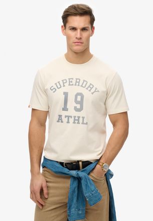 Superdry Rundhalsshirt SUPERDRY ATHLETIC ESS TEE, Herren, Gr. XXL, desert bone, Single Jersey, Obermaterial: 100% Seide, bedruckt, loose fit h&uuml;ftlang, Rundhals