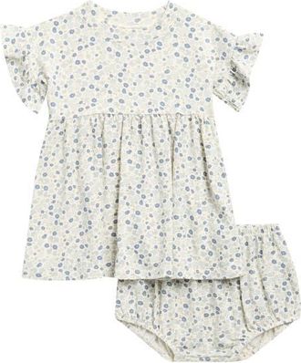 Rylee + Cru Ditsy Babydoll Dress With Bloomers in Ivory at Nordstrom, Size 12-18M