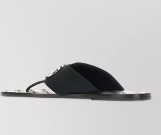 Gucci fabric leather thong sandals flat sole