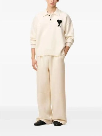Ami White Wool Polo With Ami De Coeur