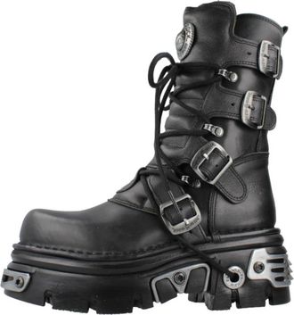 New Rock Stijlvolle Veterschoenen - Dames - Veterlaarzen - Zwart - 37 EU - Schoenen