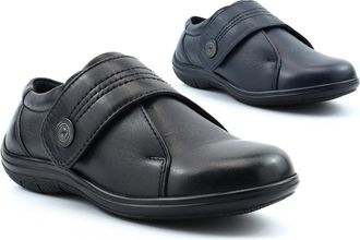 Generic Womens Wide Fit Shoes Ladies Wide Fit Leather Shoes Lightweight Comfort Shoe Wider Rita Shoe Double E Casuals Touch Fastening Genuine Leather Sizes 3-