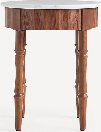 Anthropologie Thorne Marble Top Wood Side Table