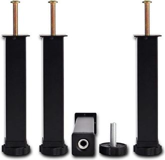 OEM 4 Patas Para Cama, Patas Universales Para Base De Cama De Listones, Altura: 30 Cm (+2 Cm), Ajustables, 15-35 Cm, Dise&ntilde;o: Negro
