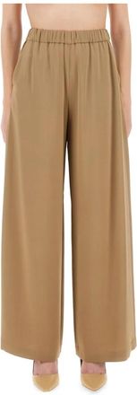 Max Mara Tailored Pleated Wide-Leg Broeken - Dames - Wijde Broeken - Beige - S - Leer - Broeken