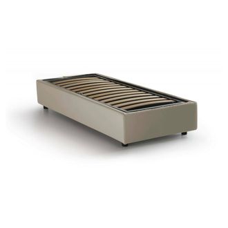 Dmora Dmora - Cama Individual Dacerb, Cama Contenedor Con Revestimiento De Tela, 100% Made In Italy, Apertura Frontal, Adecuado Para Colch&oacute;n Cm 80x190, Beig